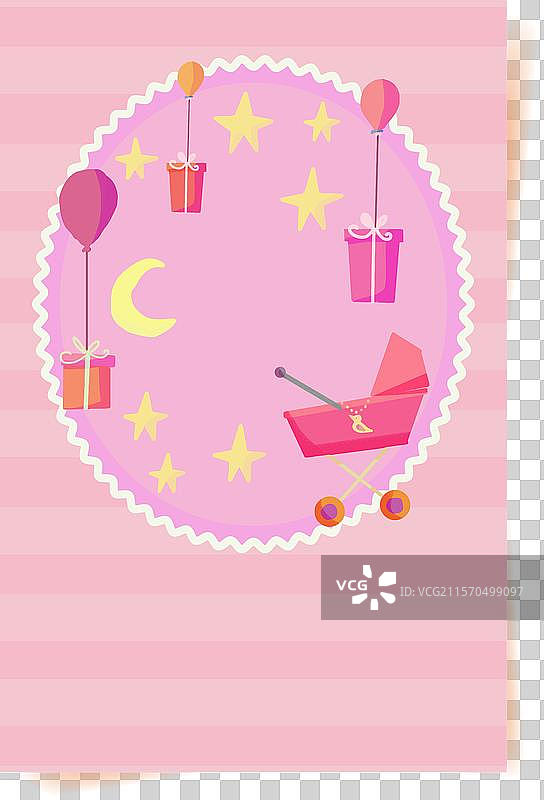 可爱女孩的婴儿洗礼邀请函图片素材