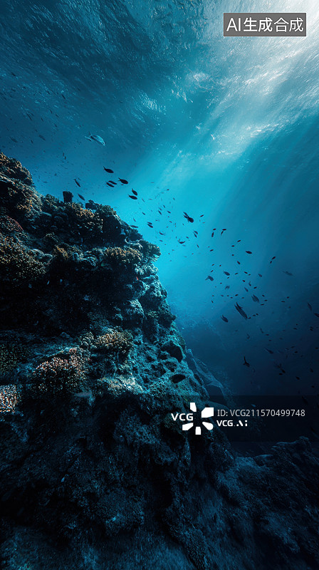 【AI数字艺术】海底珊瑚礁与鱼群图片素材