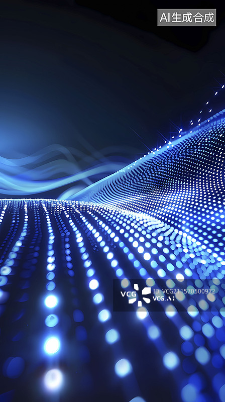 【AI数字艺术】数码科技抽象波浪粒子插画海报背景图片素材