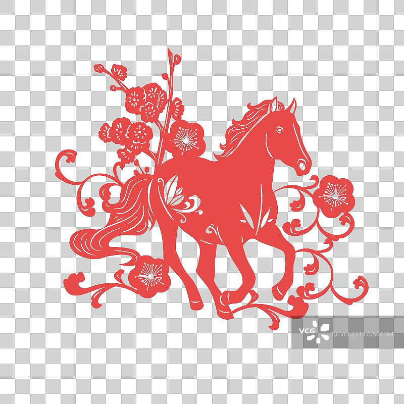 马年生肖剪纸素材图片素材