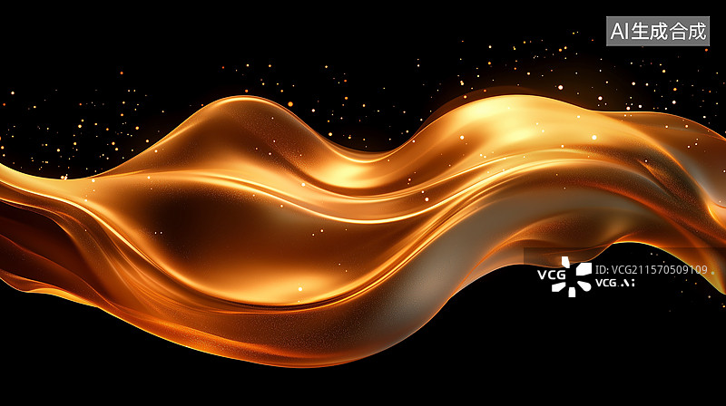 【AI数字艺术】抽象金色流动织物图片素材