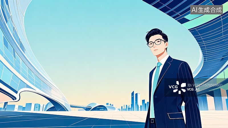 【AI数字艺术】白领男性人物插画图片素材