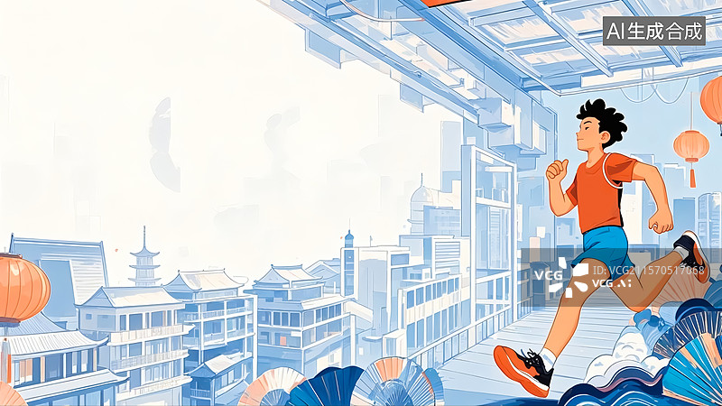 【AI数字艺术】跑步运动人物插画图片素材
