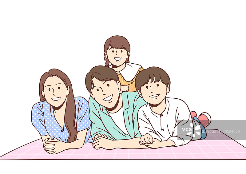 家庭，生育激励政策，幸福，多子女，野餐，乐趣，家庭月，儿童节，躺下图片素材