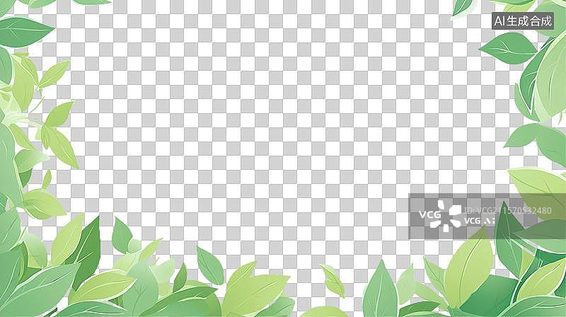 【AI数字艺术】春季茶叶茶文化二十四节气绿色边框装饰免抠图形图片素材