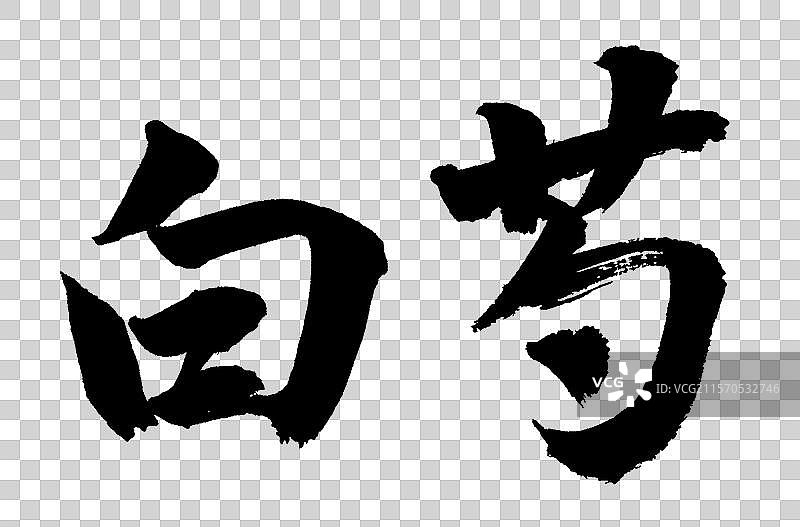 白芍中药材手写书法字体元素图片素材