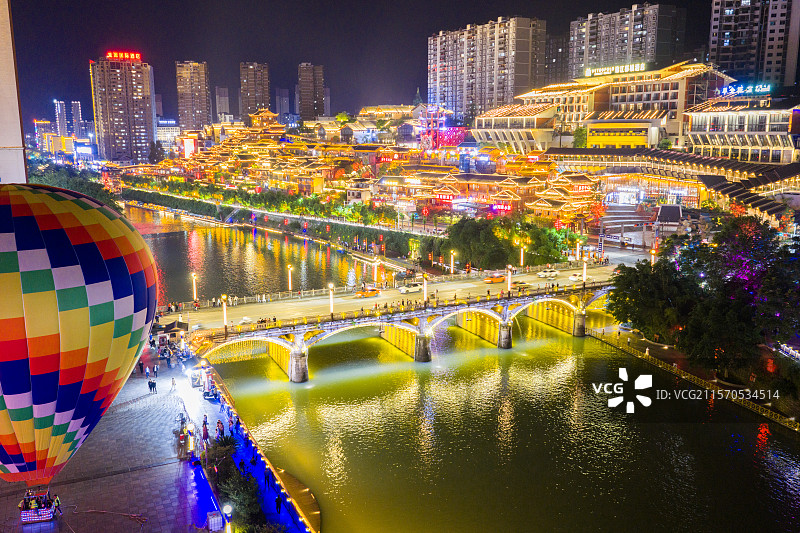 湖北恩施浪漫宣恩城市夜景龙游贡水灯火璀璨图片素材