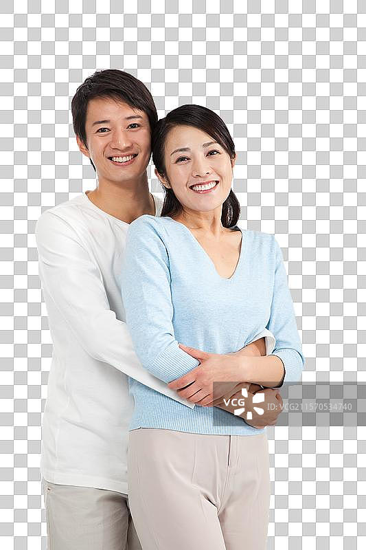 棚拍休闲装情侣拥抱图片素材