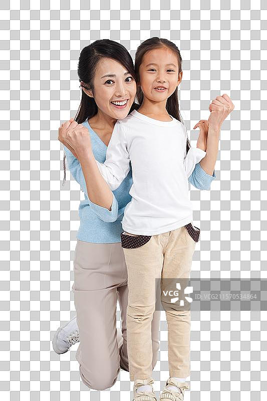 棚拍年轻母亲和小女孩图片素材
