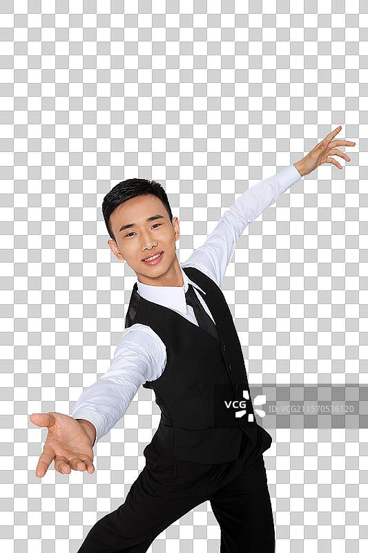 棚拍年轻男演员跳国标舞图片素材
