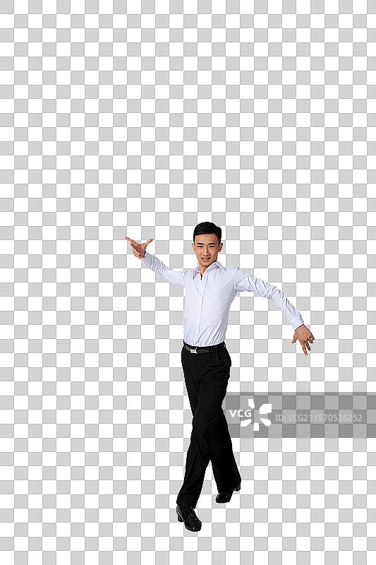 棚拍年轻男演员跳国标舞图片素材