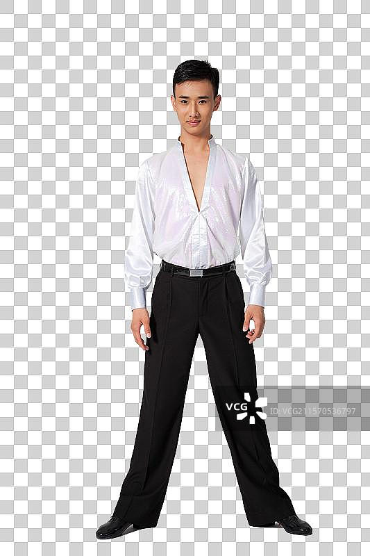 棚拍年轻的国标舞男演员图片素材