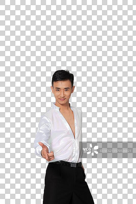 棚拍年轻男演员跳国标舞图片素材