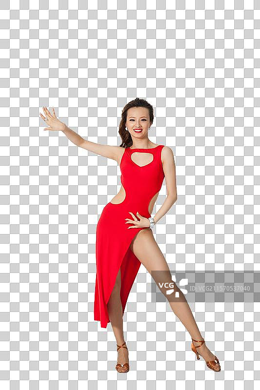 棚拍年轻性感的女演员跳国标舞图片素材