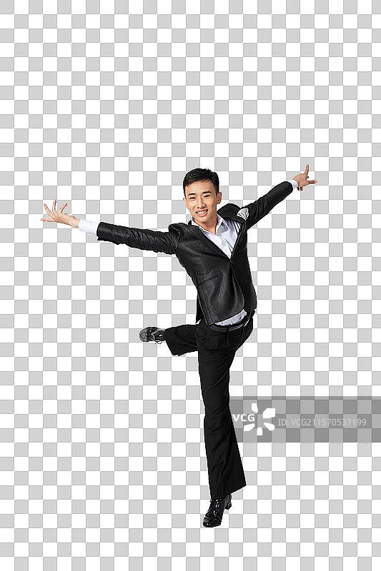 棚拍年轻的国标舞男演员图片素材