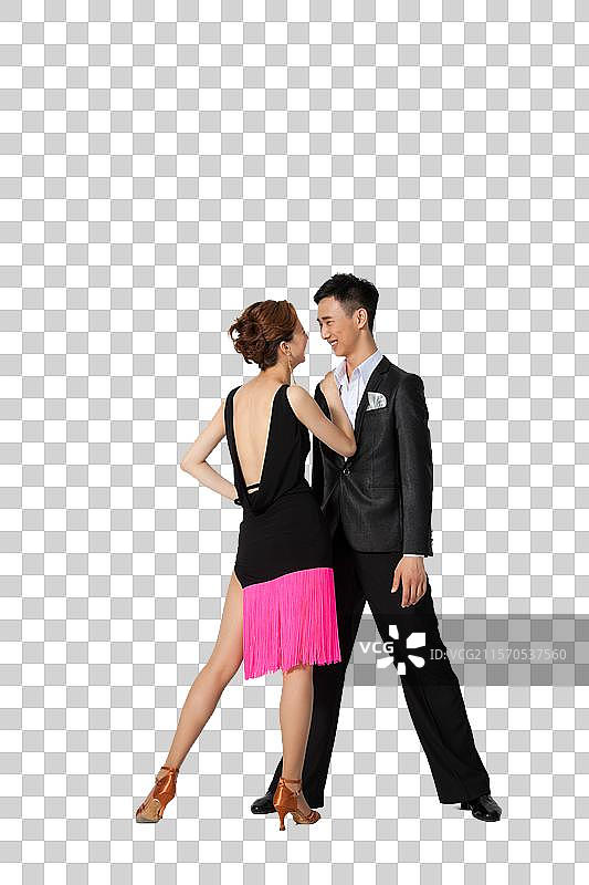 棚拍一对年轻演员跳国标舞图片素材