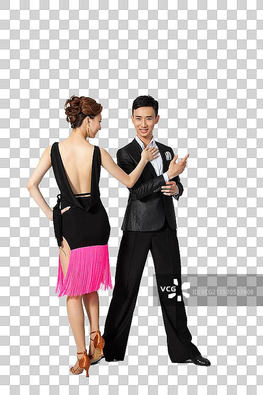 棚拍一对年轻演员跳国标舞图片素材