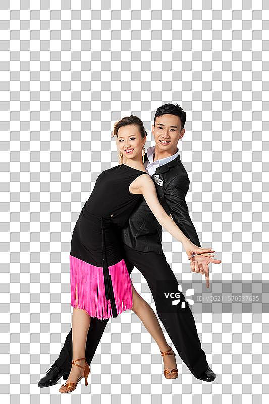 棚拍一对年轻演员跳国标舞图片素材