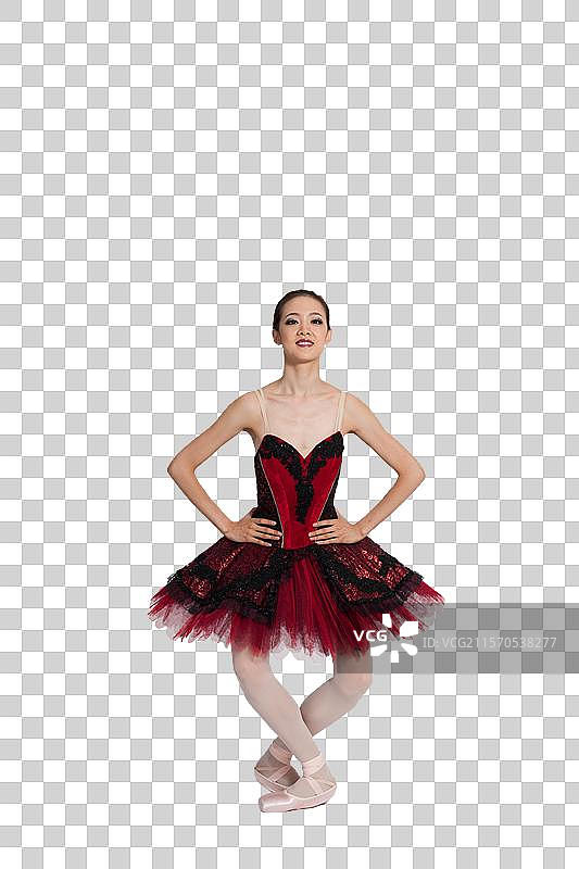 棚拍年轻女演员跳芭蕾舞图片素材