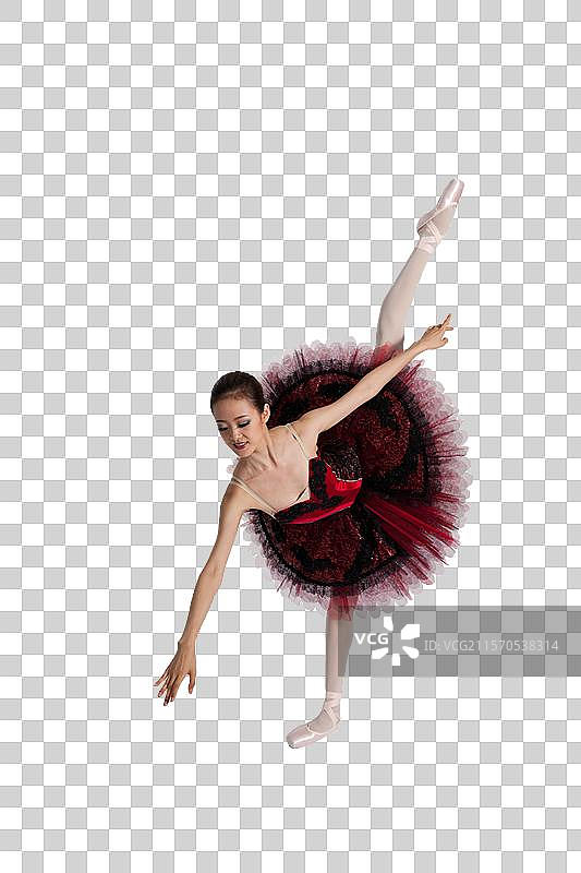 棚拍年轻女演员跳芭蕾舞图片素材