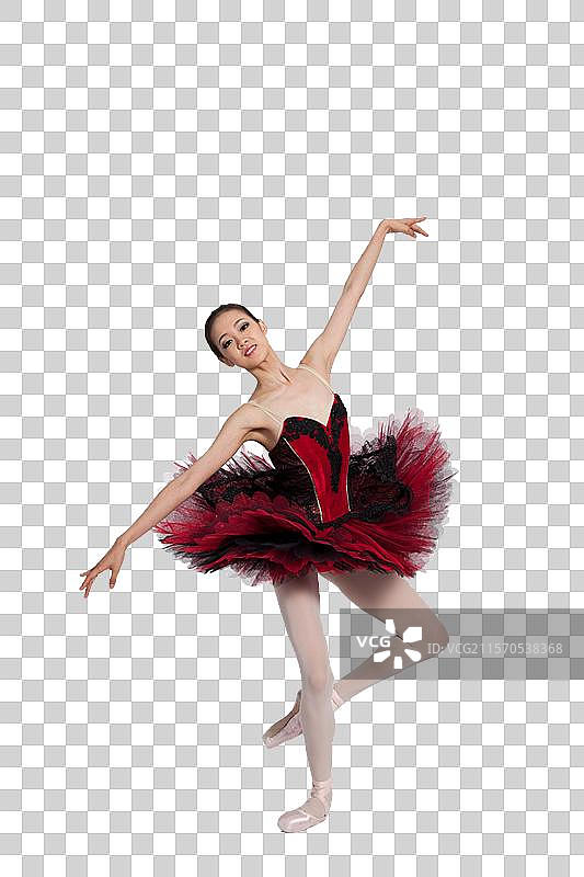 棚拍年轻女演员跳芭蕾舞图片素材