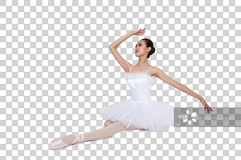 棚拍年轻女演员跳芭蕾舞图片素材