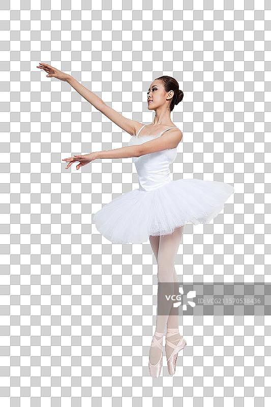 棚拍年轻女演员跳芭蕾舞图片素材