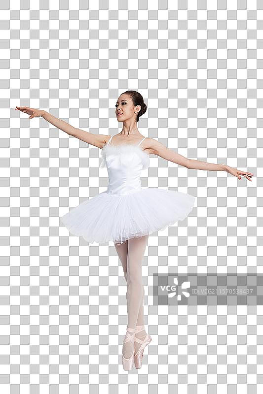 棚拍年轻女演员跳芭蕾舞图片素材