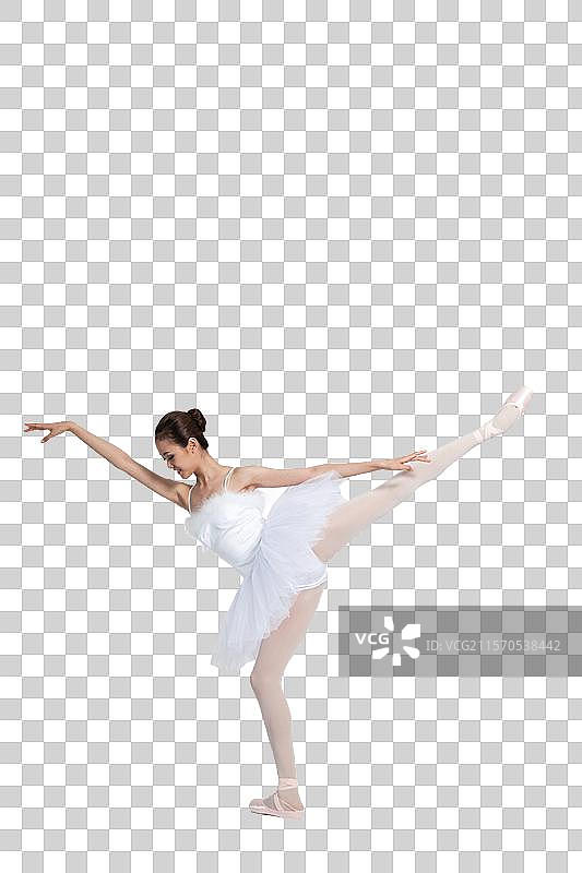 棚拍年轻女演员跳芭蕾舞图片素材