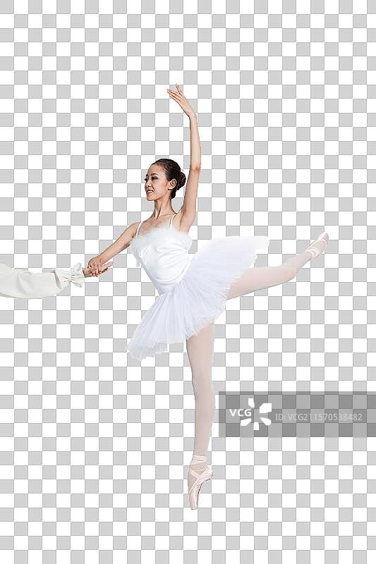 棚拍年轻女演员跳芭蕾舞图片素材