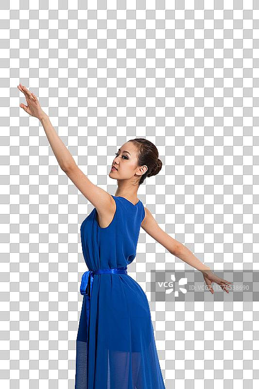 棚拍年轻女人跳舞图片素材