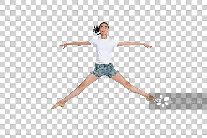 棚拍年轻女人跳舞图片素材