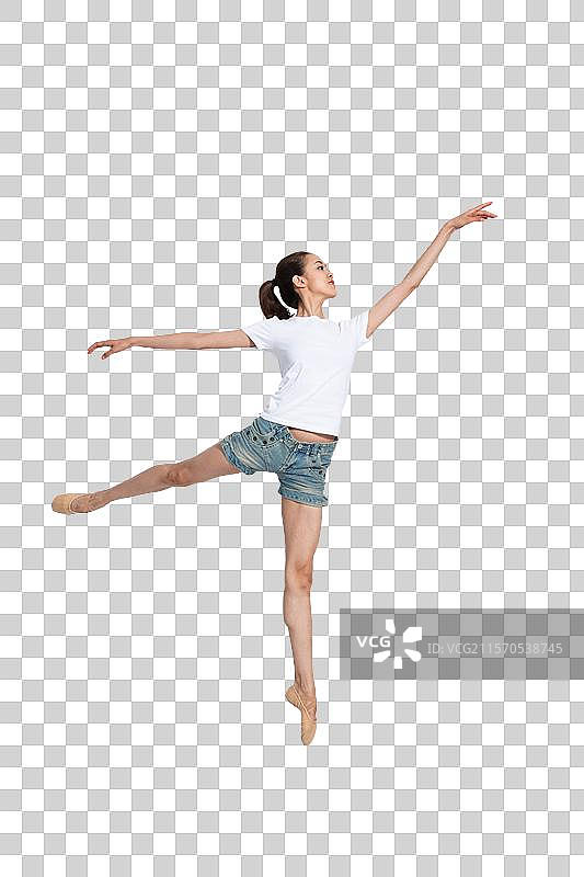 棚拍年轻女人跳舞图片素材