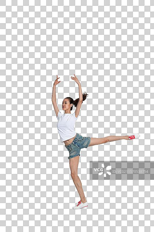 棚拍年轻女人跳舞图片素材