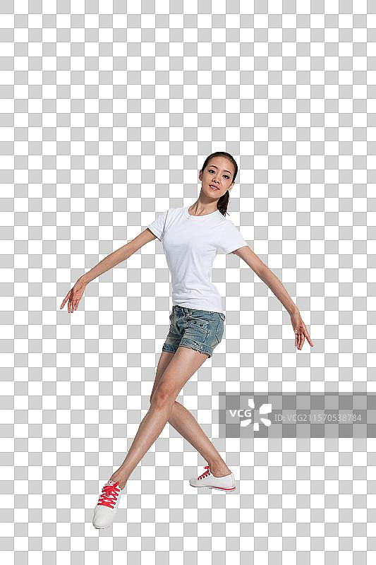 棚拍年轻女人跳舞图片素材