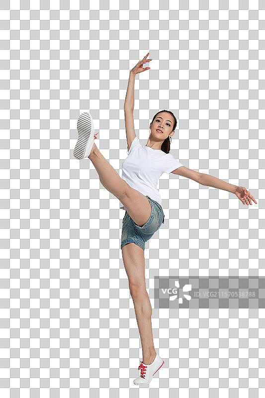 棚拍年轻女人跳舞图片素材