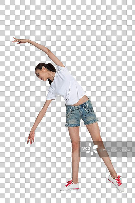 棚拍年轻女人跳舞图片素材