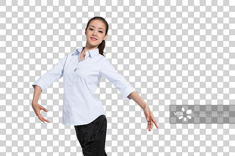 棚拍年轻女人跳舞图片素材