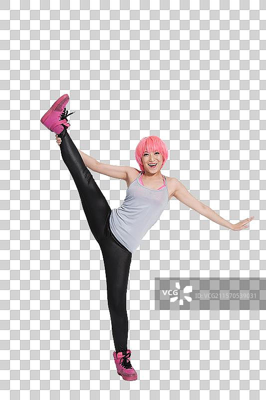 棚拍年轻女人跳街舞图片素材