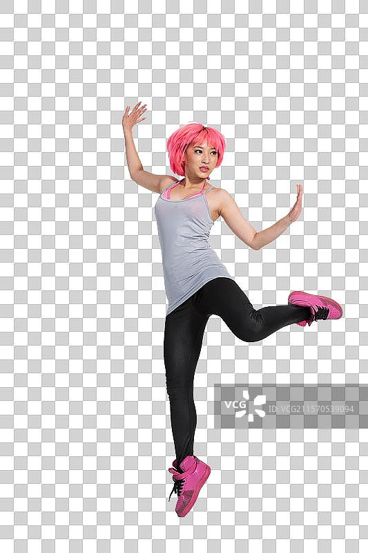 棚拍年轻女人跳街舞图片素材