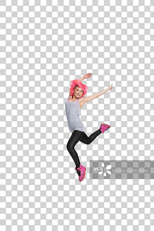 棚拍年轻女人跳街舞图片素材