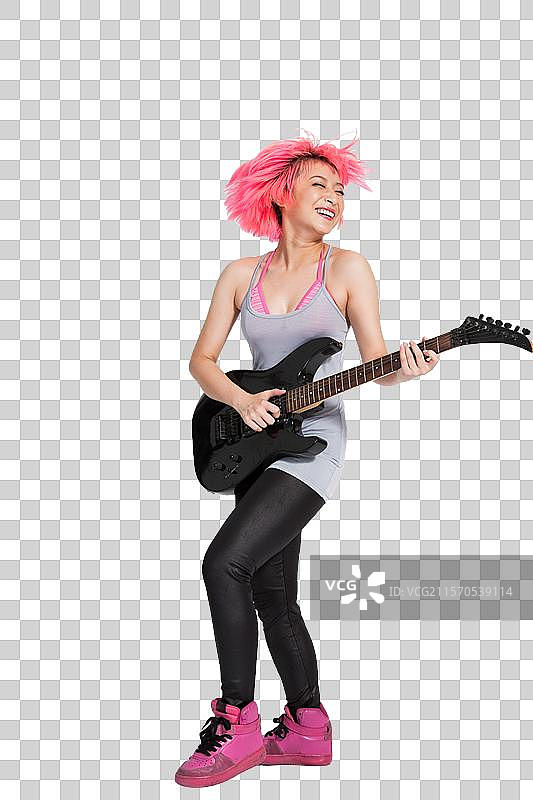 棚拍年轻女人跳街舞图片素材