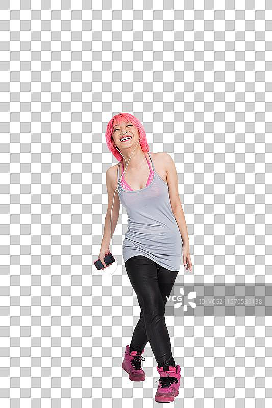 棚拍年轻女人跳街舞图片素材