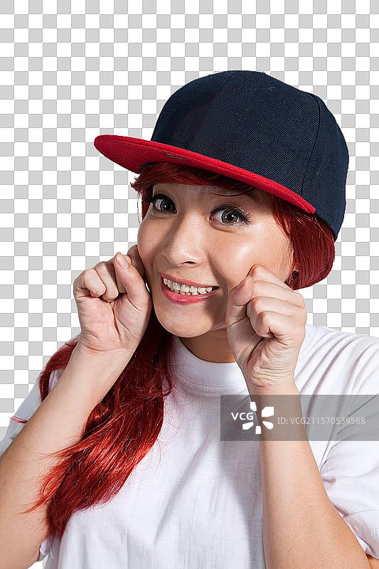 棚拍年轻女人的表情图片素材