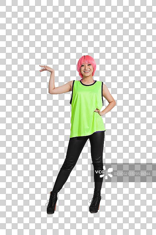 棚拍年轻女人跳街舞图片素材