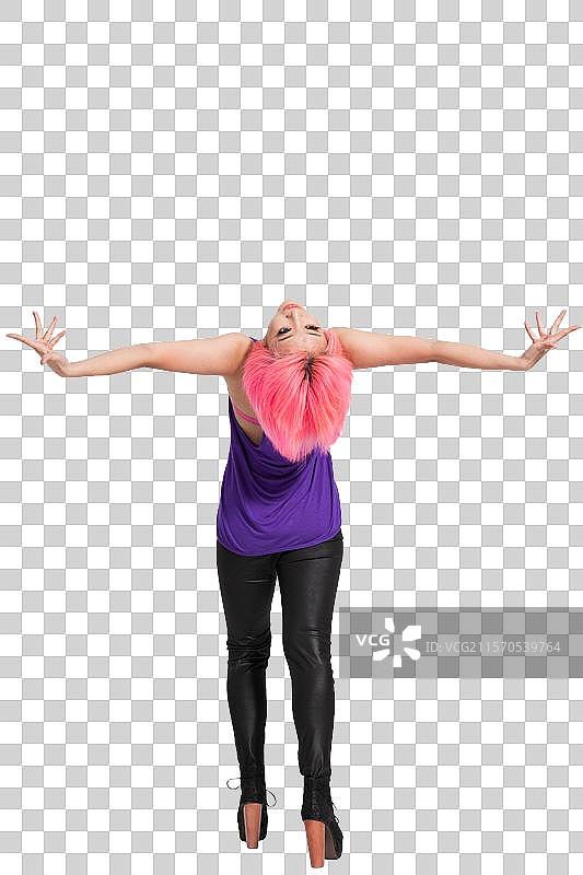 棚拍年轻女人跳街舞图片素材