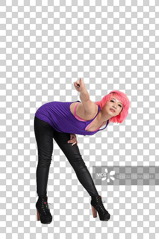 棚拍年轻女人跳街舞图片素材