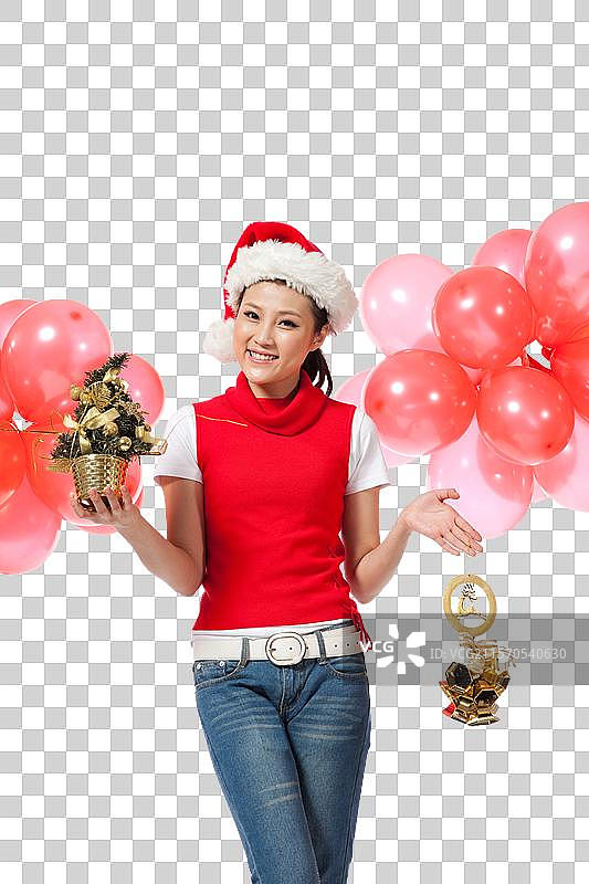 棚拍圣诞节年轻女人图片素材