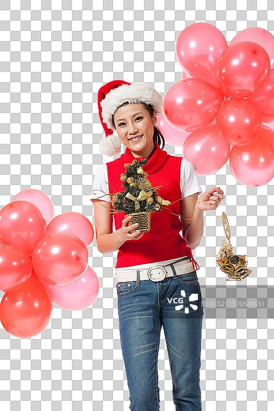 棚拍圣诞节年轻女人图片素材