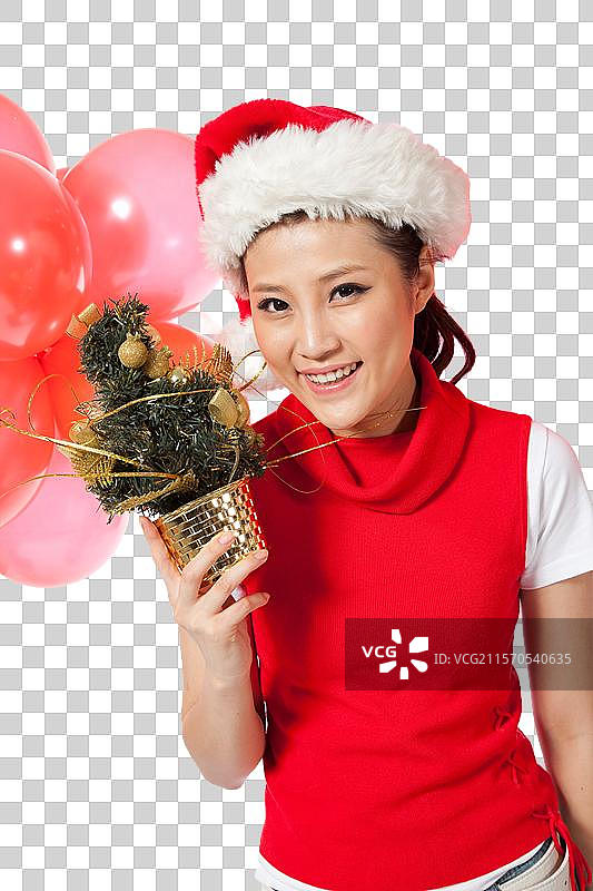 棚拍圣诞节年轻女人图片素材